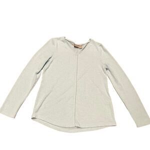 Chicos Size 0 Light‎ Blue Top Tee Long Sleeve V-Neck Silver Accent Lightweight